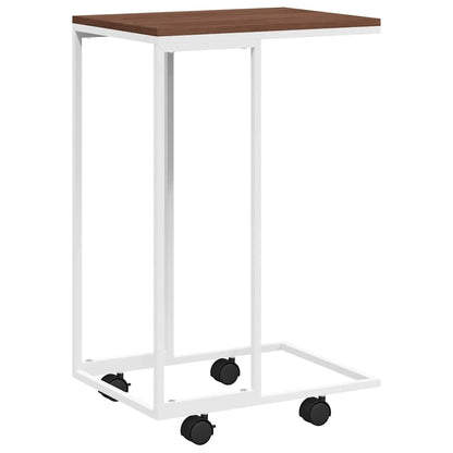vidaXL Side Table | White and Brown | Engineered wood, iron | Small | Portable
