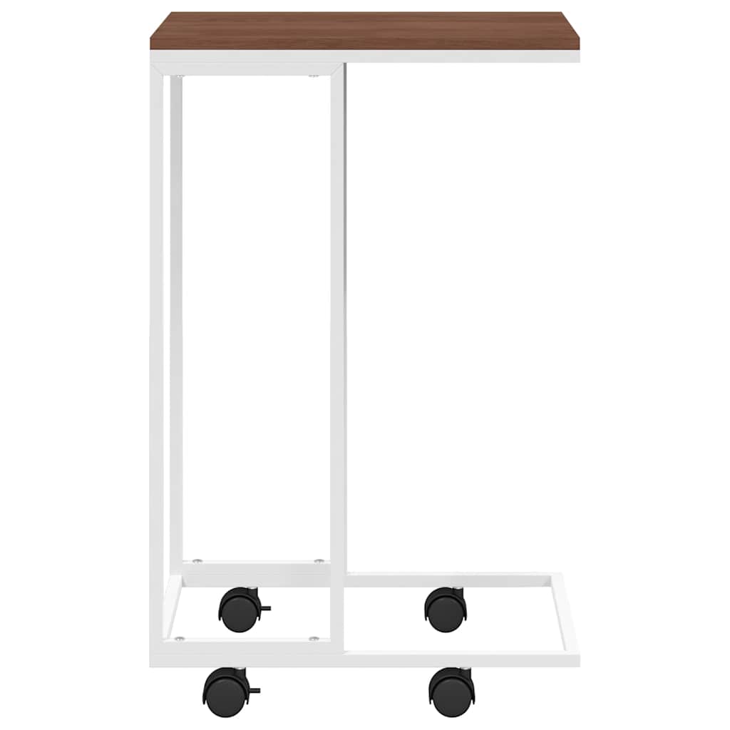 vidaXL Side Table | White and Brown | Engineered wood, iron | Small | Portable