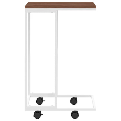 vidaXL Side Table | White and Brown | Engineered wood, iron | Small | Portable