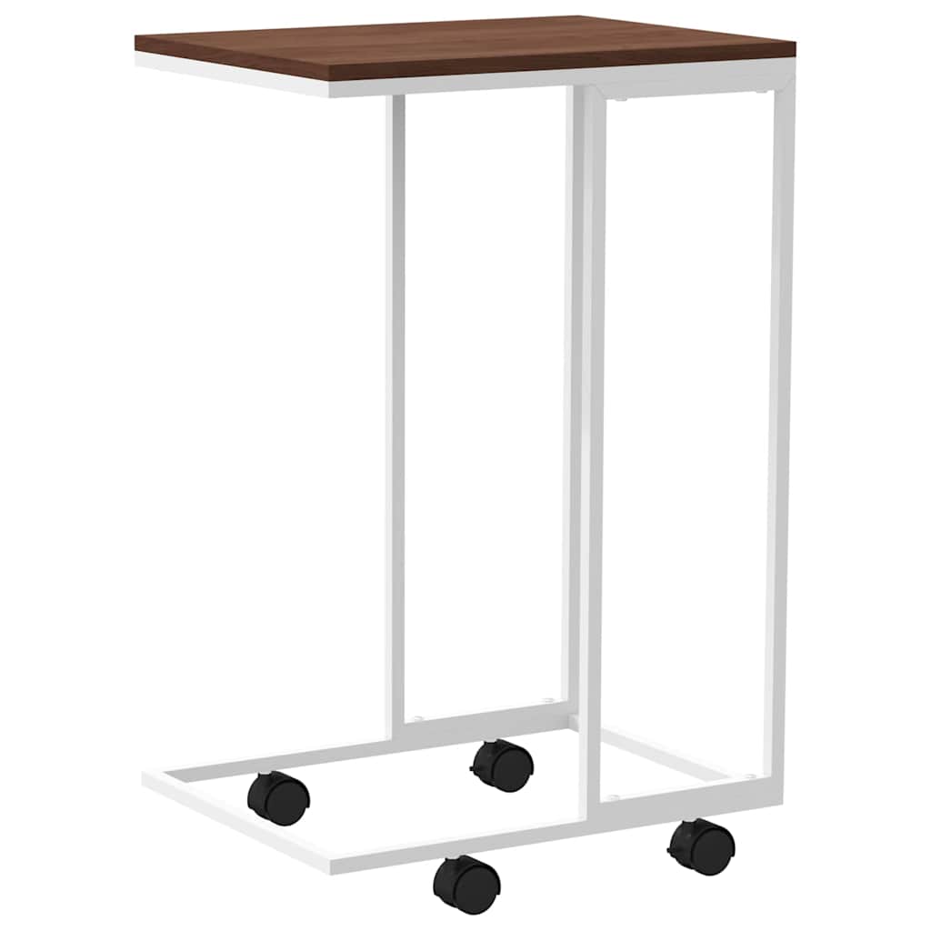 vidaXL Side Table | White and Brown | Engineered wood, iron | Small | Portable