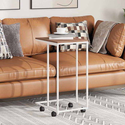 vidaXL Side Table | White and Brown | Engineered wood, iron | Small | Portable