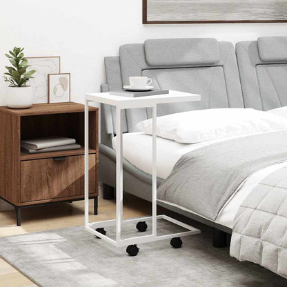 vidaXL Side Table with Wheels White 40x30x63,5 cm Engineered Wood