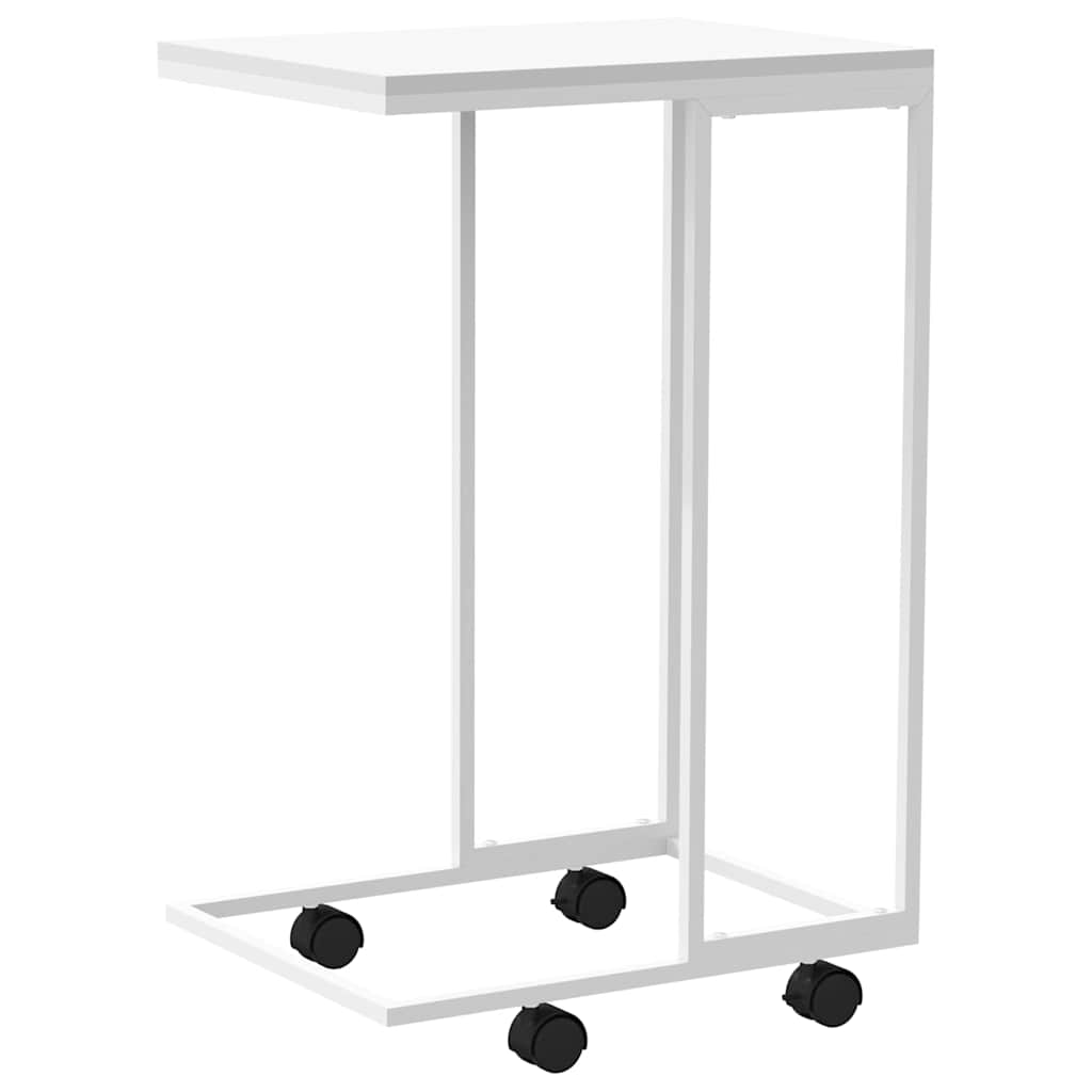 vidaXL Side Table with Wheels White 40x30x63,5 cm Engineered Wood
