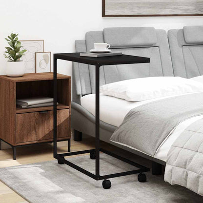 vidaXL Side Table with Wheels Black 55x35x70 cm Engineered Wood