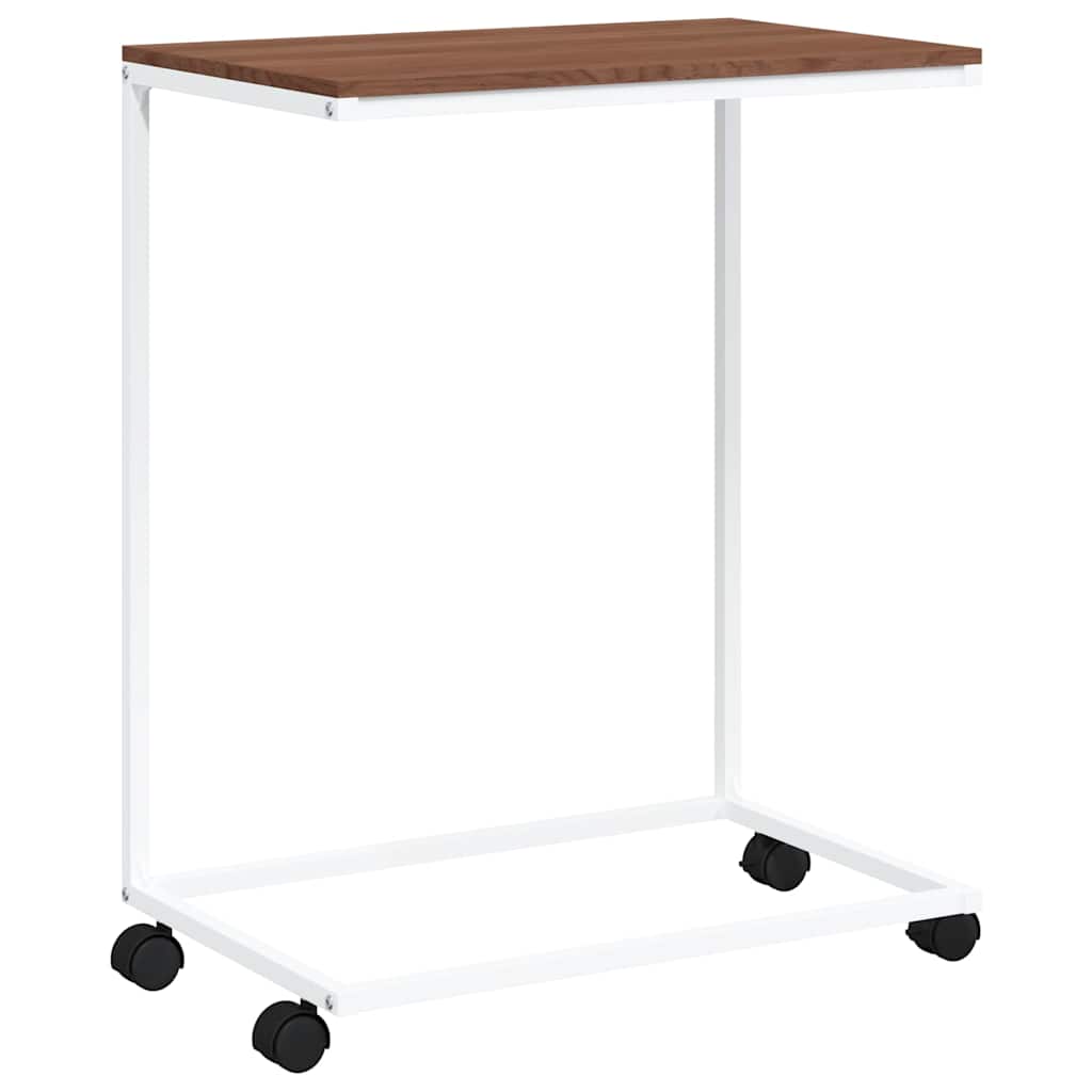 343102 vidaXL Side Table with Wheels White 55x35x70 cm Engineered Wood