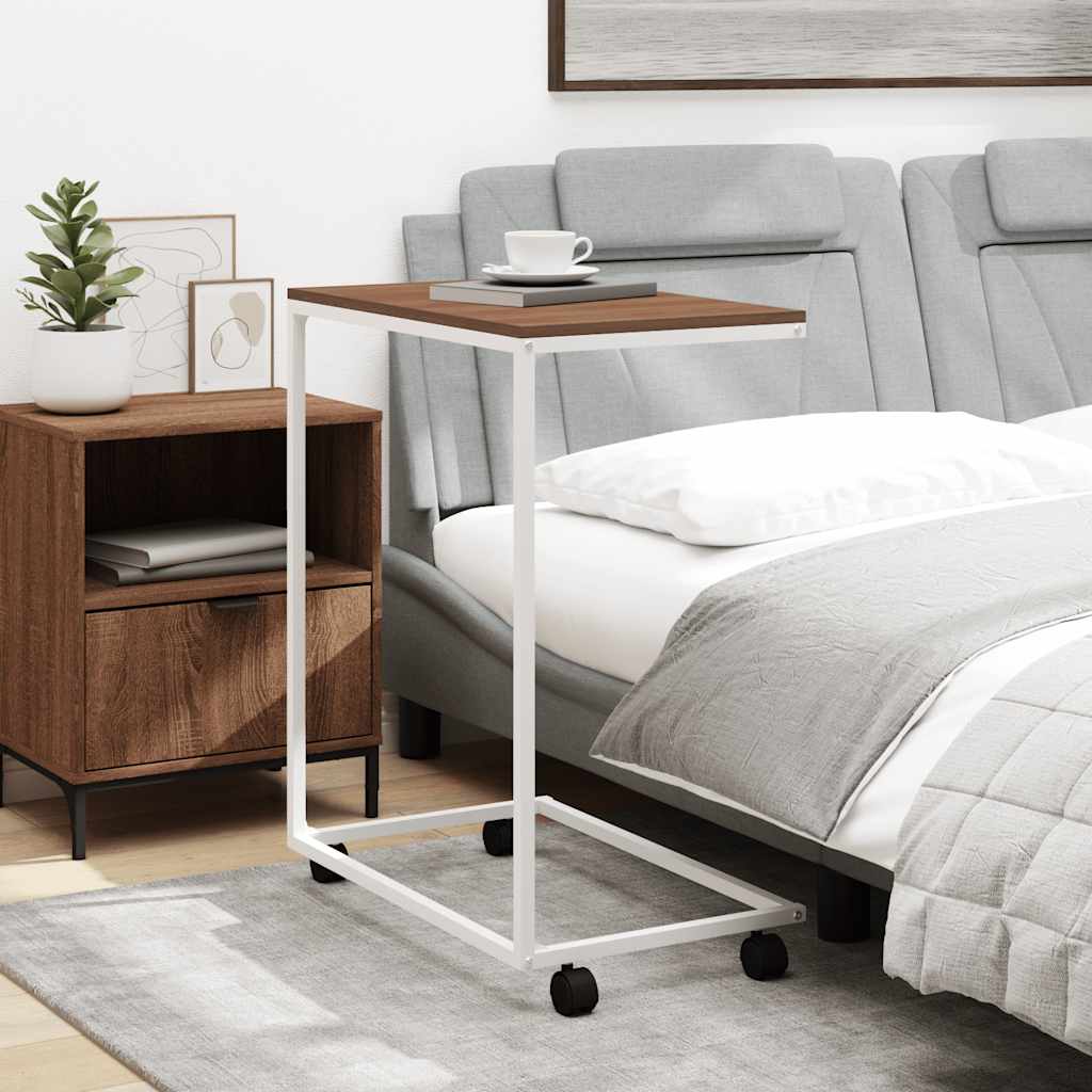vidaXL Side Table with Wheels White 55x35x70 cm Engineered Wood