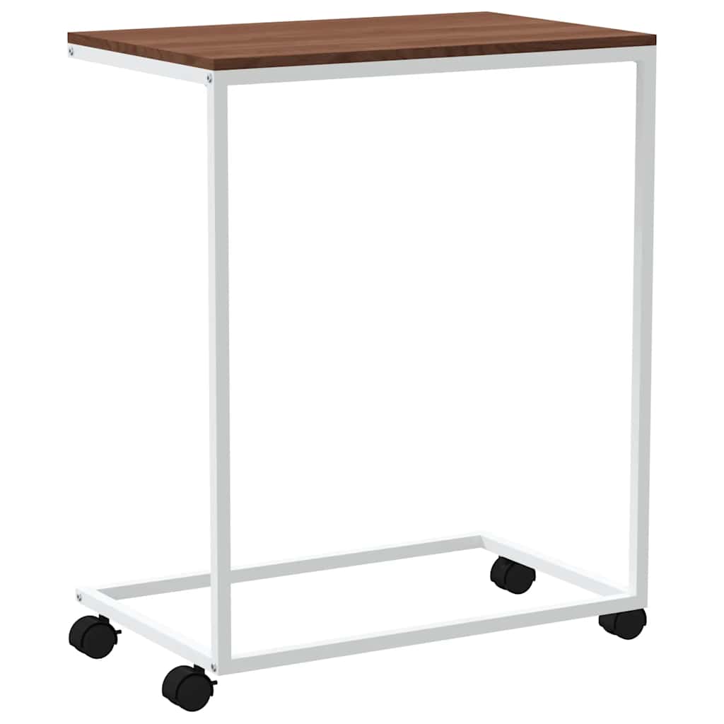 vidaXL Side Table with Wheels White 55x35x70 cm Engineered Wood