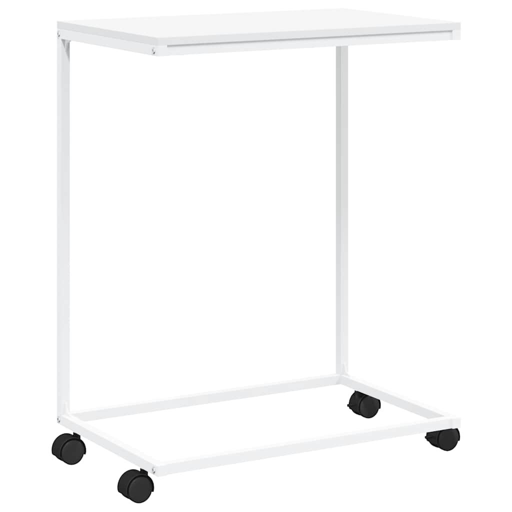 vidaXL Side Table | White | Engineered Wood, Iron | Medium | Rollable