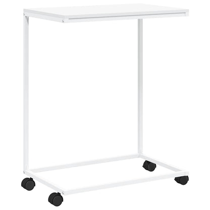vidaXL Side Table | White | Engineered Wood, Iron | Medium | Rollable