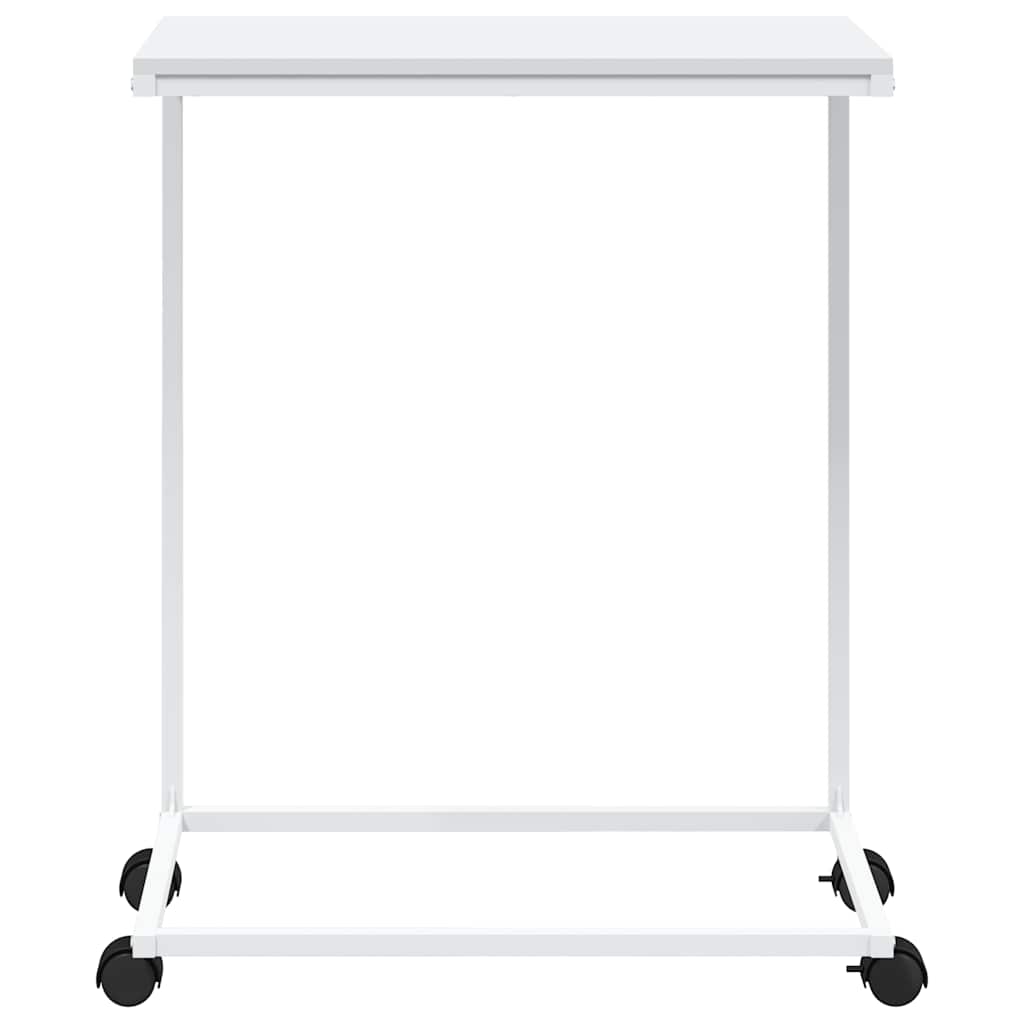 vidaXL Side Table | White | Engineered Wood, Iron | Medium | Rollable