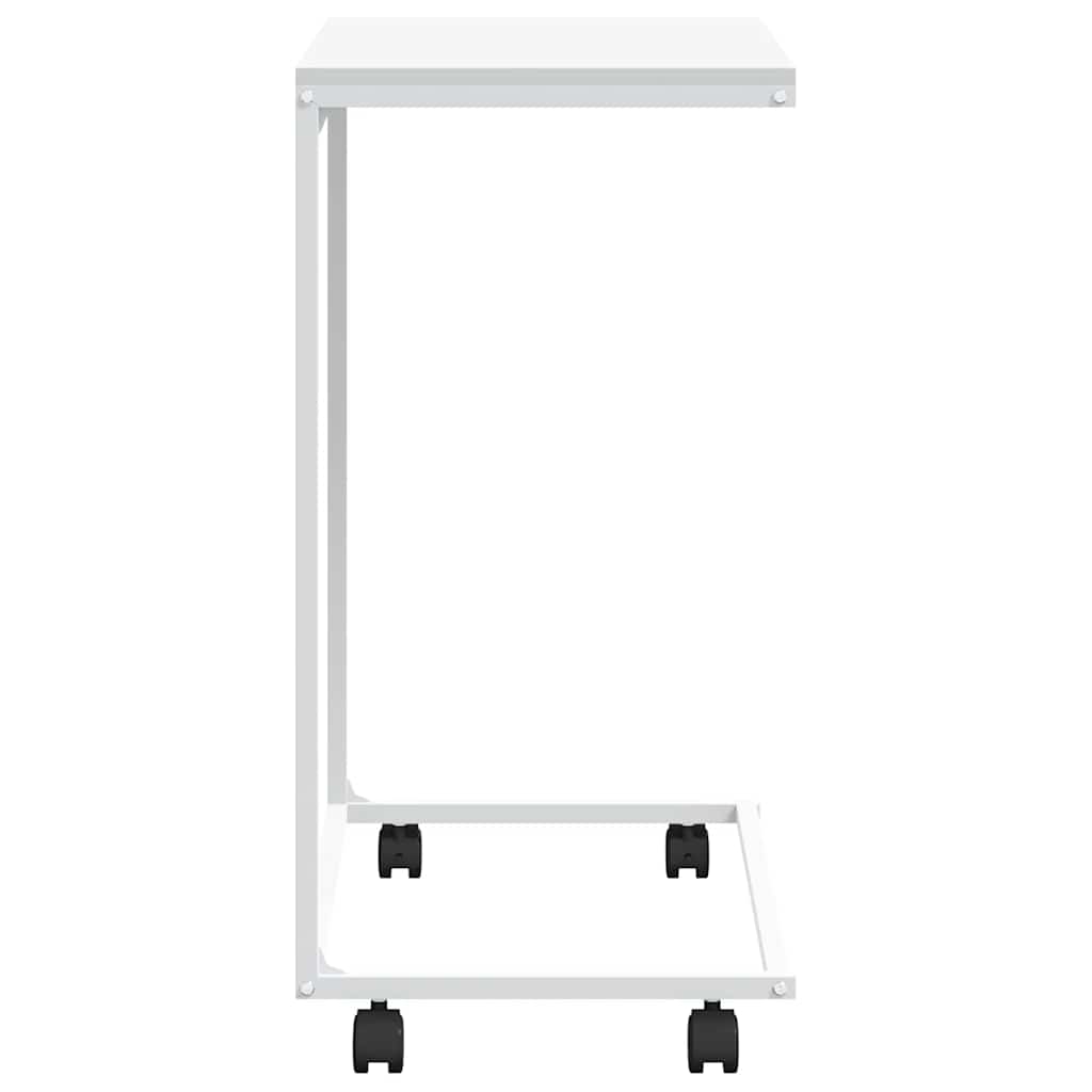 vidaXL Side Table | White | Engineered Wood, Iron | Medium | Rollable