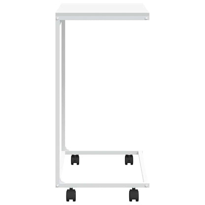 vidaXL Side Table | White | Engineered Wood, Iron | Medium | Rollable