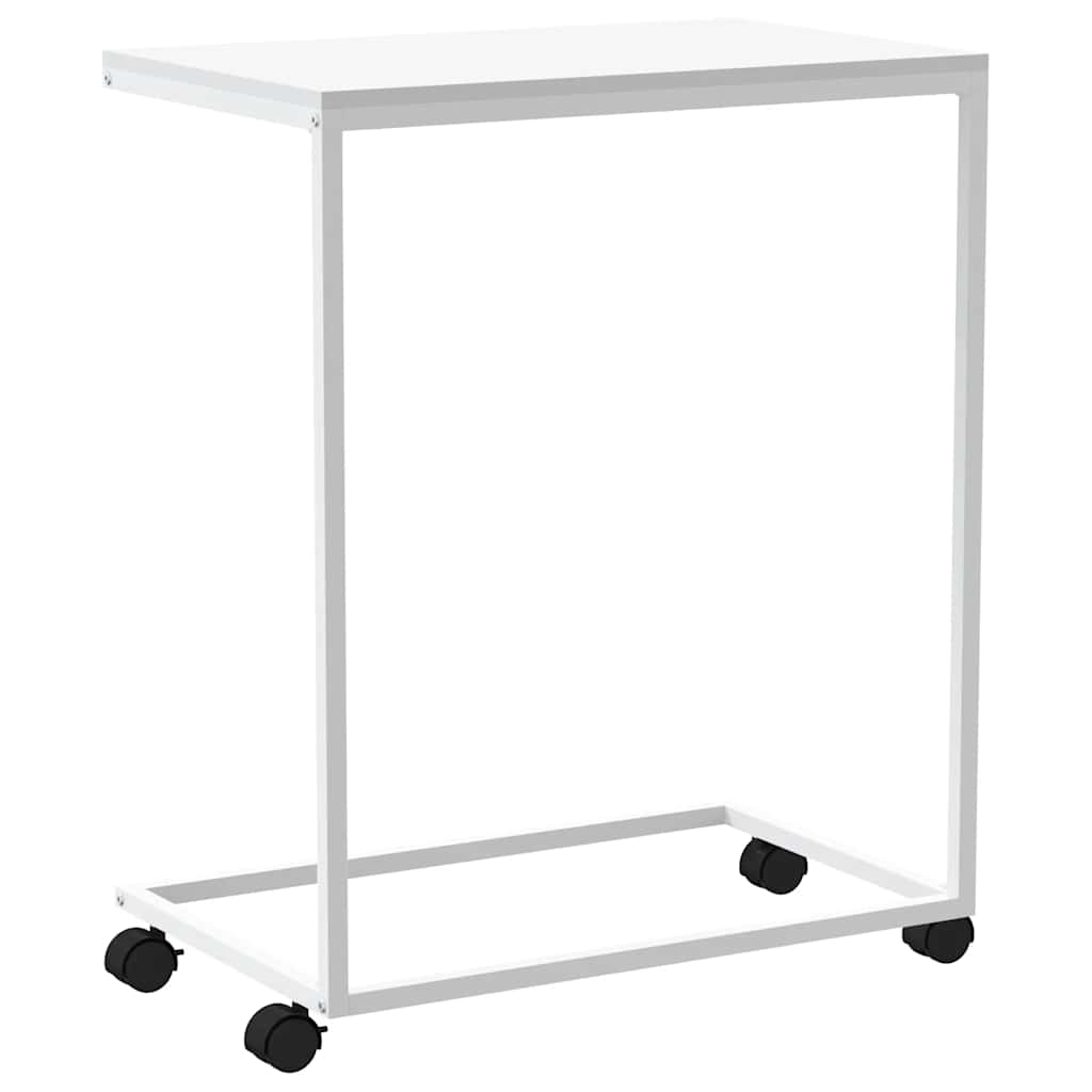 vidaXL Side Table | White | Engineered Wood, Iron | Medium | Rollable