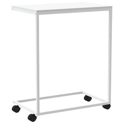 vidaXL Side Table | White | Engineered Wood, Iron | Medium | Rollable