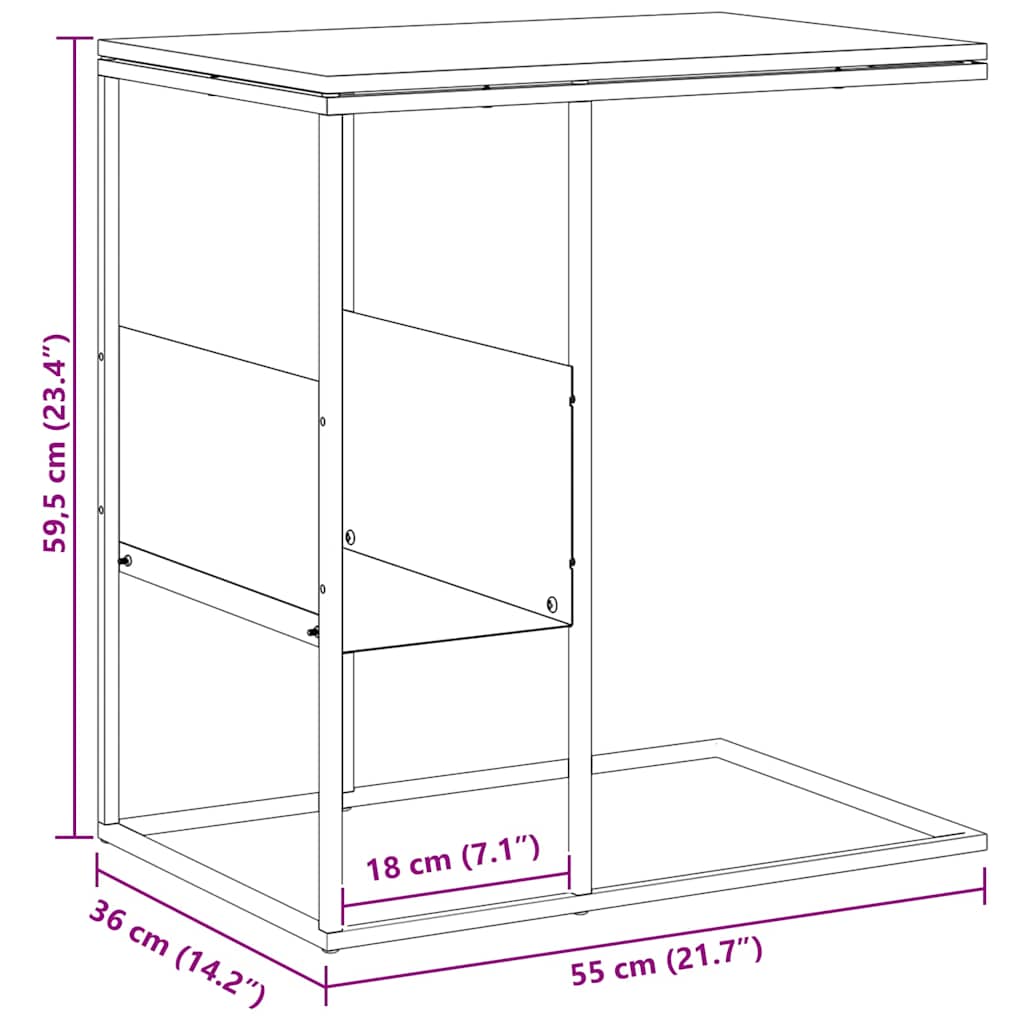 343104 vidaXL Side Table Black 55x36x59,5 cm Engineered Wood