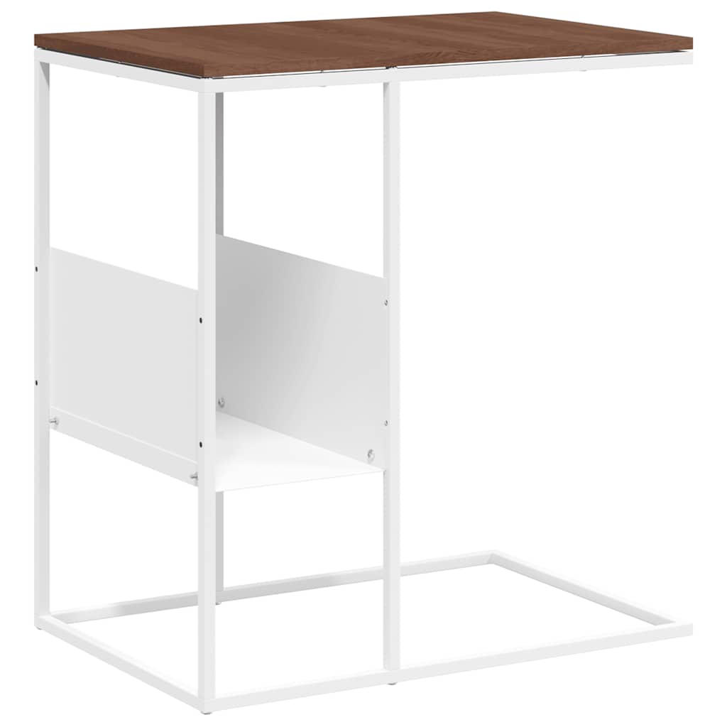 vidaXL Side Table | White and brown | Engineered wood and iron | Standard