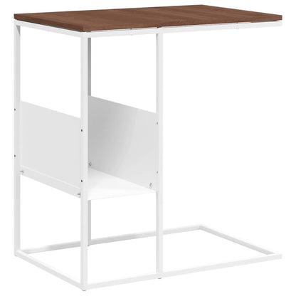 vidaXL Side Table | White and brown | Engineered wood and iron | Standard