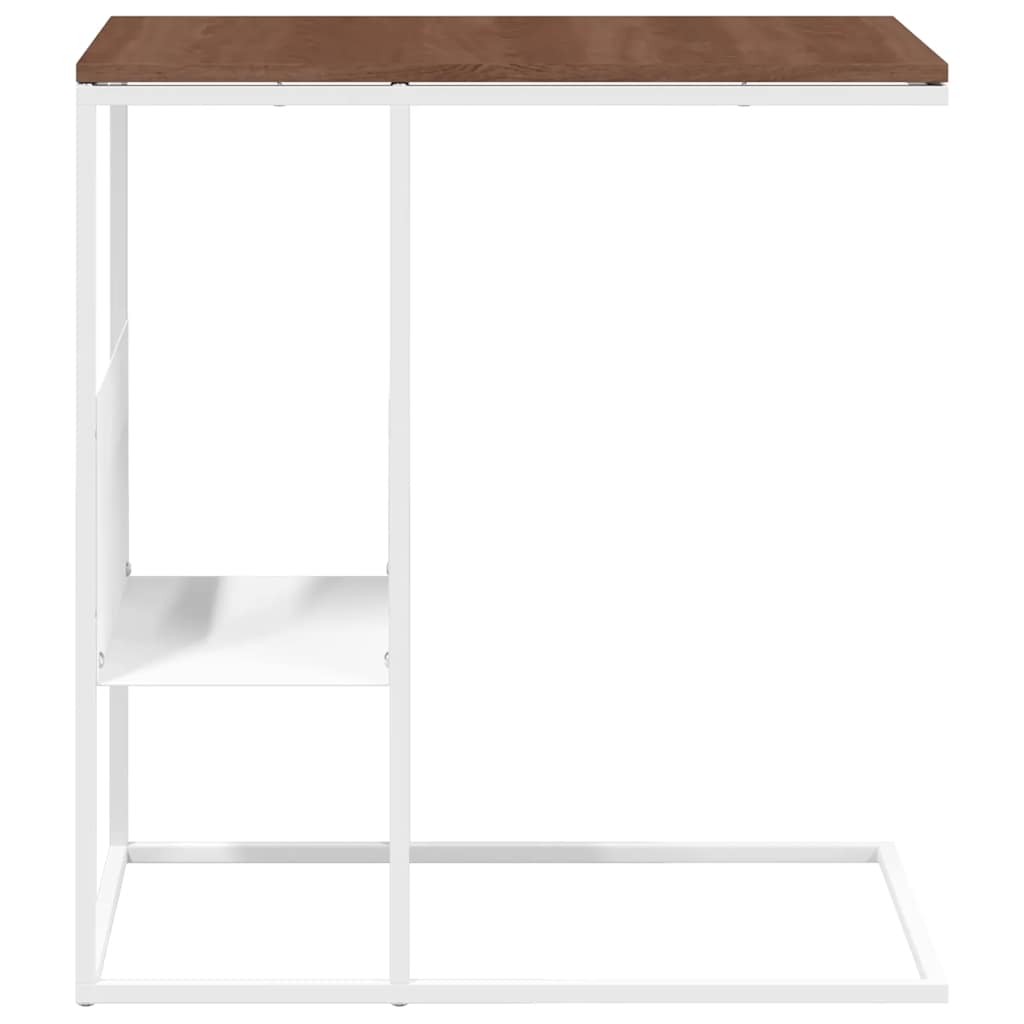 vidaXL Side Table | White and brown | Engineered wood and iron | Standard