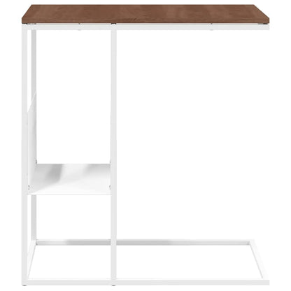 vidaXL Side Table | White and brown | Engineered wood and iron | Standard