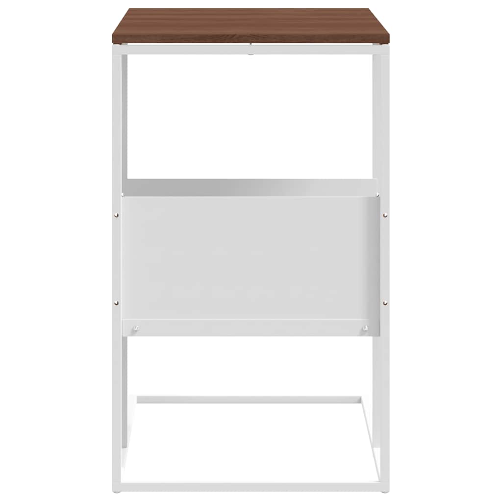 vidaXL Side Table | White and brown | Engineered wood and iron | Standard