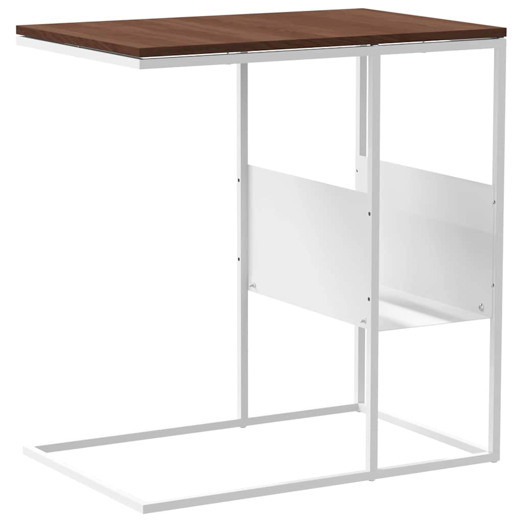 vidaXL Side Table | White and brown | Engineered wood and iron | Standard