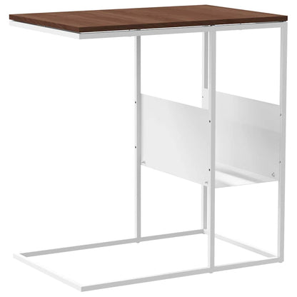 vidaXL Side Table | White and brown | Engineered wood and iron | Standard