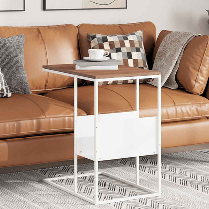 vidaXL Side Table | White and brown | Engineered wood and iron | Standard