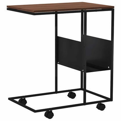 vidaXL Side Table with Wheels Black 55x36x63,5 cm Engineered Wood