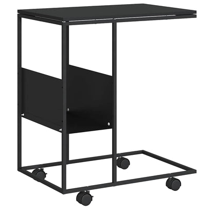 vidaXL Side Table with Wheels Black 55x36x63,5 cm Engineered Wood