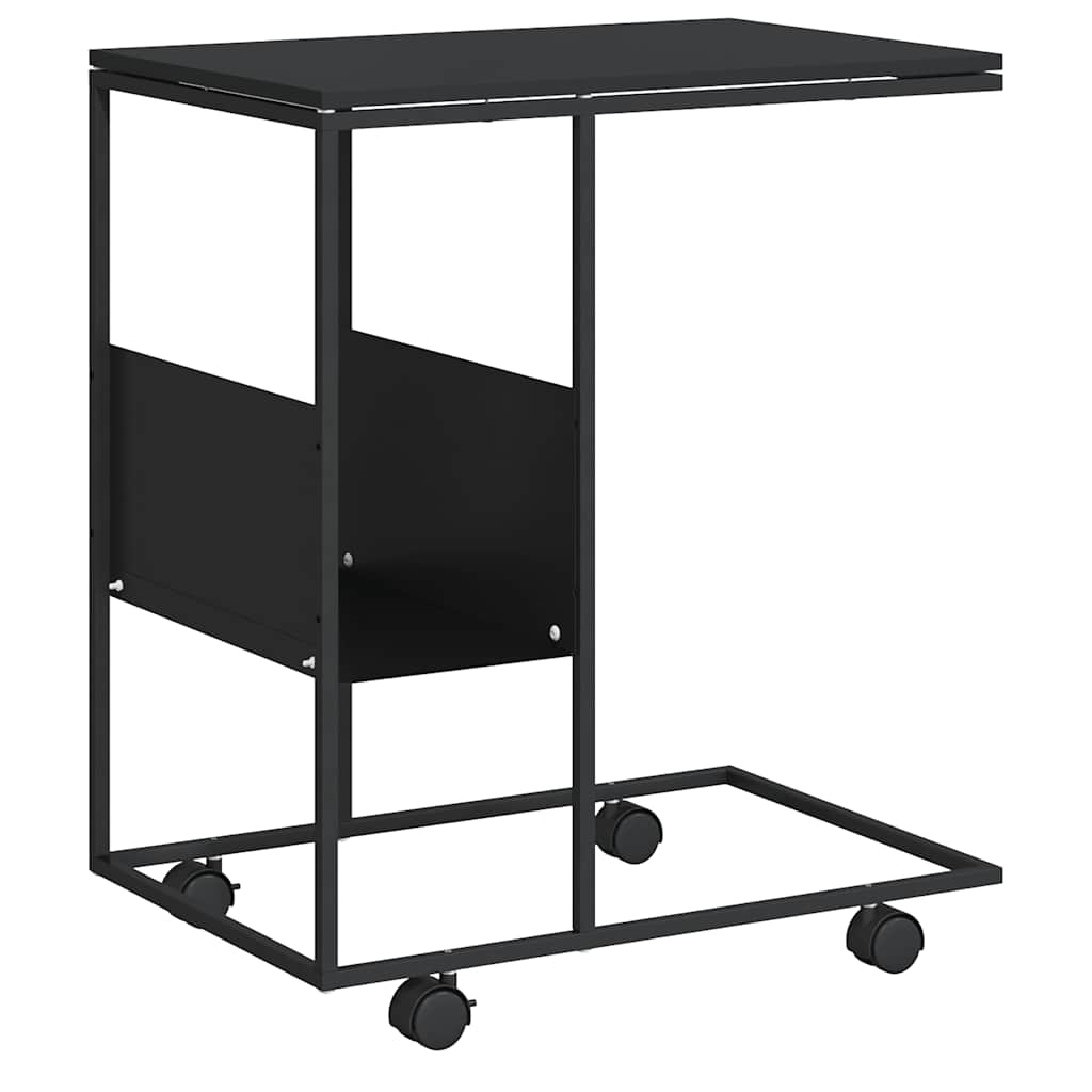 vidaXL Side Table with Wheels Black 55x36x63.5 cm Engineered Wood