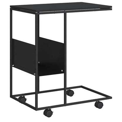 vidaXL Side Table with Wheels Black 55x36x63.5 cm Engineered Wood