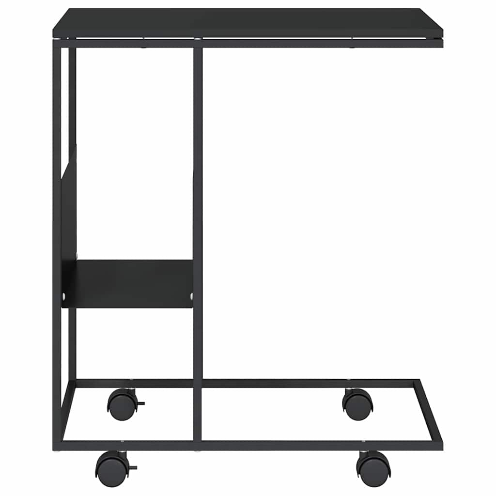 vidaXL Side Table with Wheels Black 55x36x63,5 cm Engineered Wood