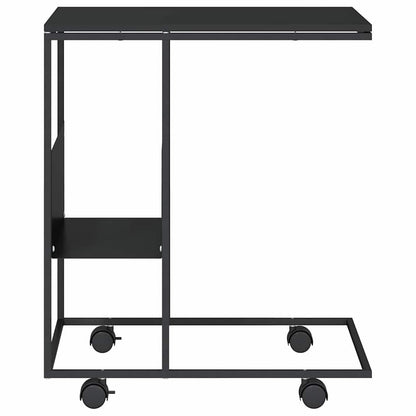vidaXL Side Table with Wheels Black 55x36x63,5 cm Engineered Wood