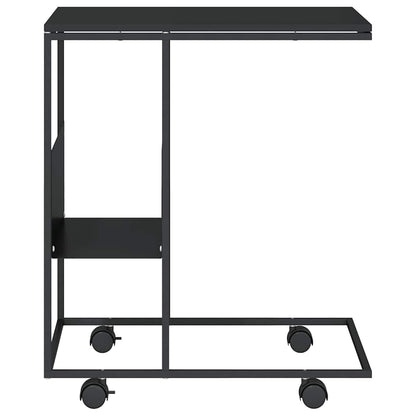 vidaXL Side Table with Wheels Black 55x36x63.5 cm Engineered Wood