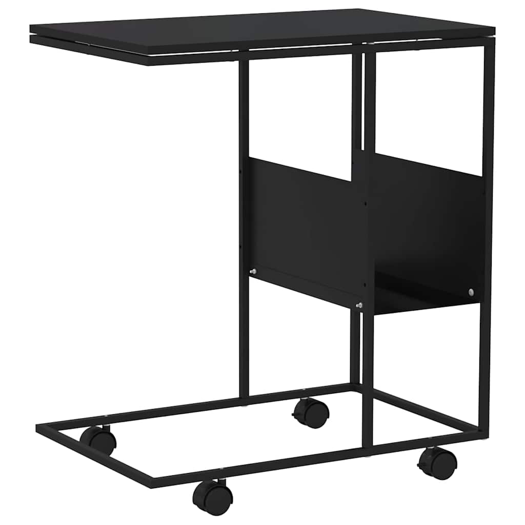 vidaXL Side Table with Wheels Black 55x36x63,5 cm Engineered Wood