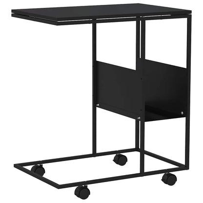 vidaXL Side Table with Wheels Black 55x36x63,5 cm Engineered Wood