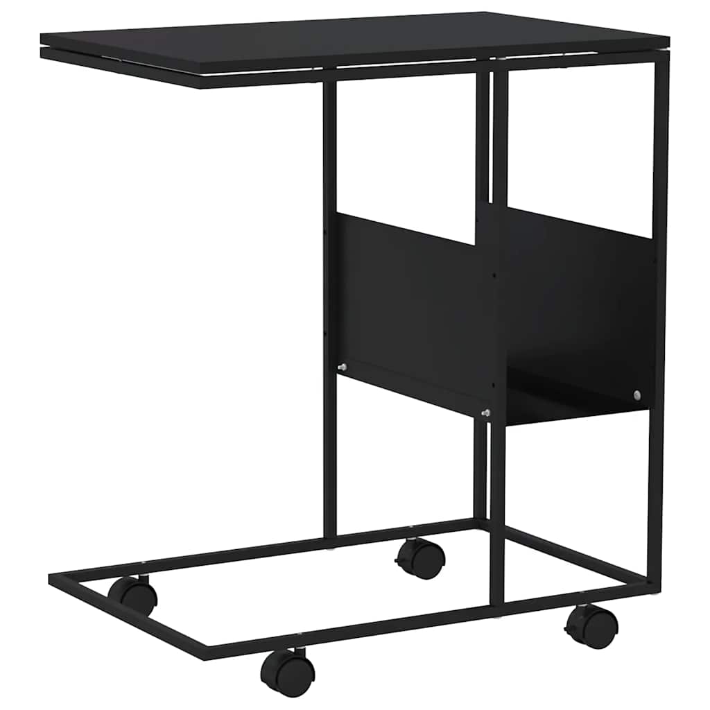 vidaXL Side Table with Wheels Black 55x36x63.5 cm Engineered Wood