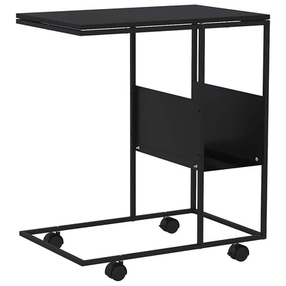 vidaXL Side Table with Wheels Black 55x36x63.5 cm Engineered Wood