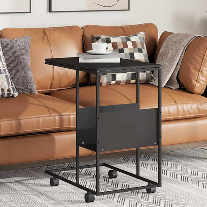 vidaXL Side Table with Wheels Black 55x36x63,5 cm Engineered Wood