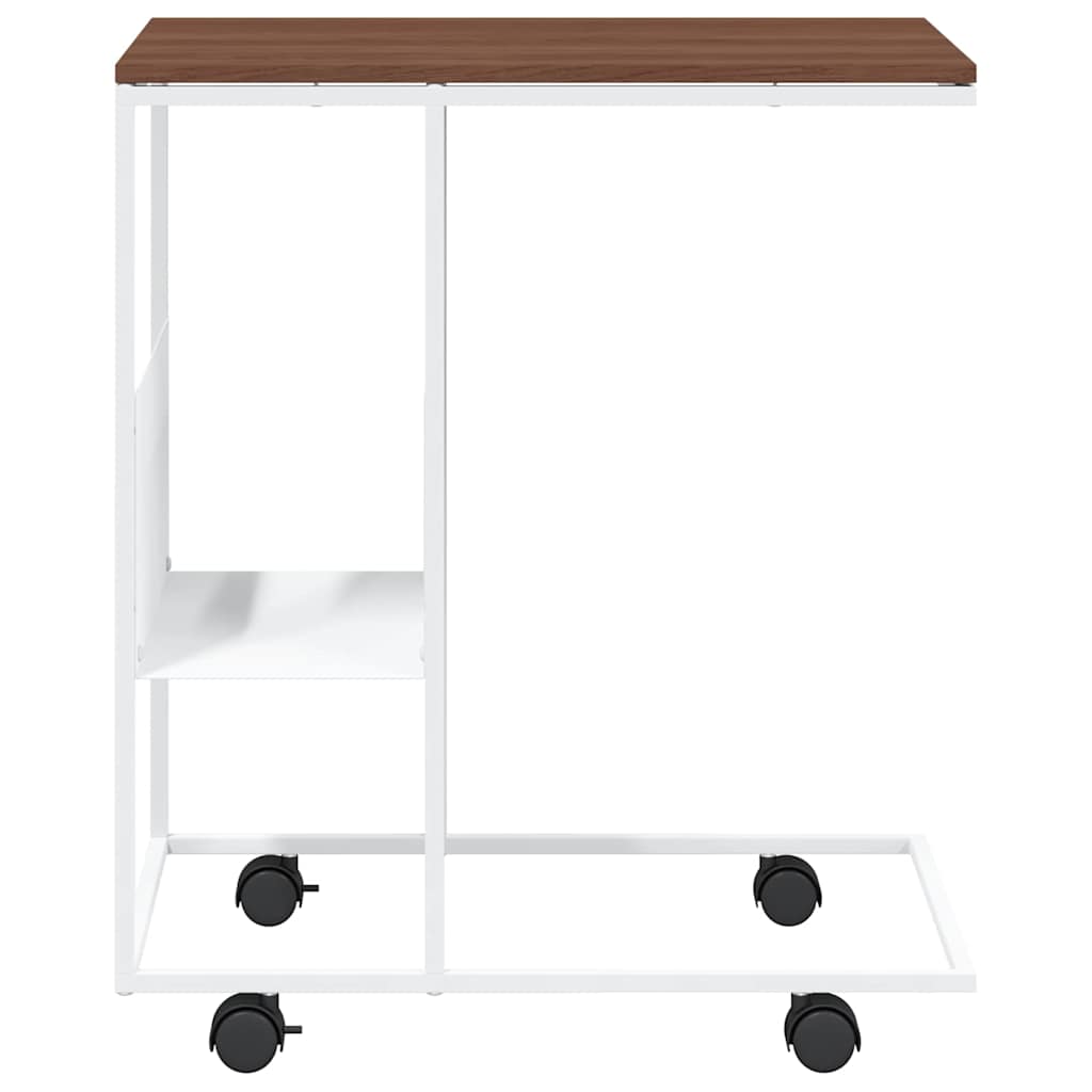 vidaXL Side Table with Wheels White 55x36x63,5 cm Engineered Wood