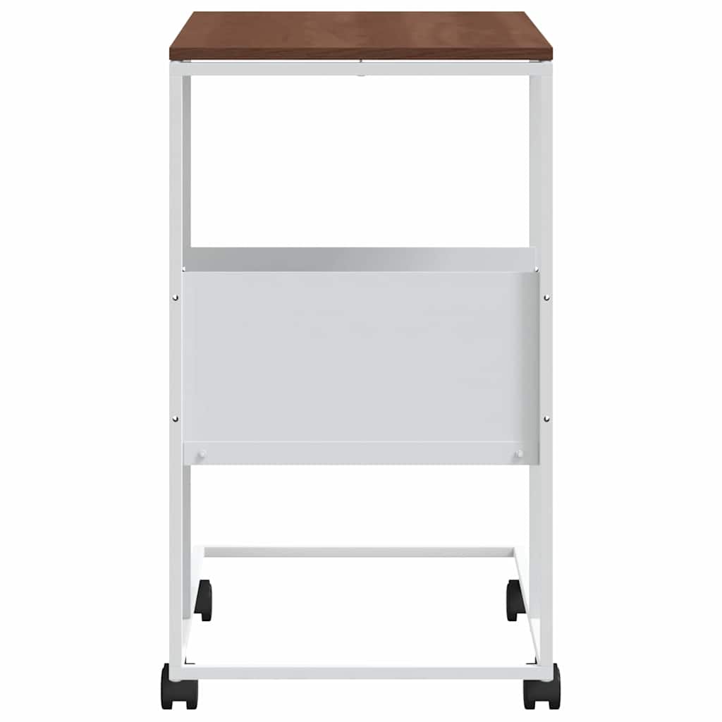 vidaXL Side Table with Wheels White 55x36x63,5 cm Engineered Wood