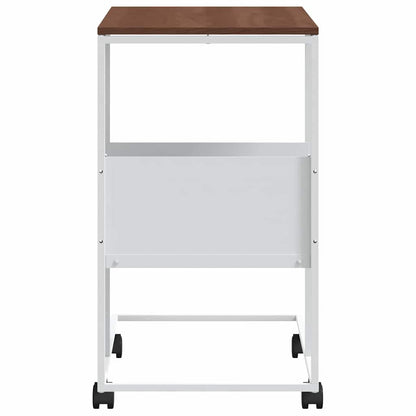 vidaXL Side Table with Wheels White 55x36x63,5 cm Engineered Wood