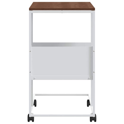 vidaXL Side Table with Wheels White 55x36x63.5 cm Engineered Wood