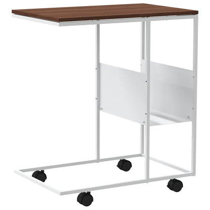 vidaXL Side Table with Wheels White 55x36x63.5 cm Engineered Wood