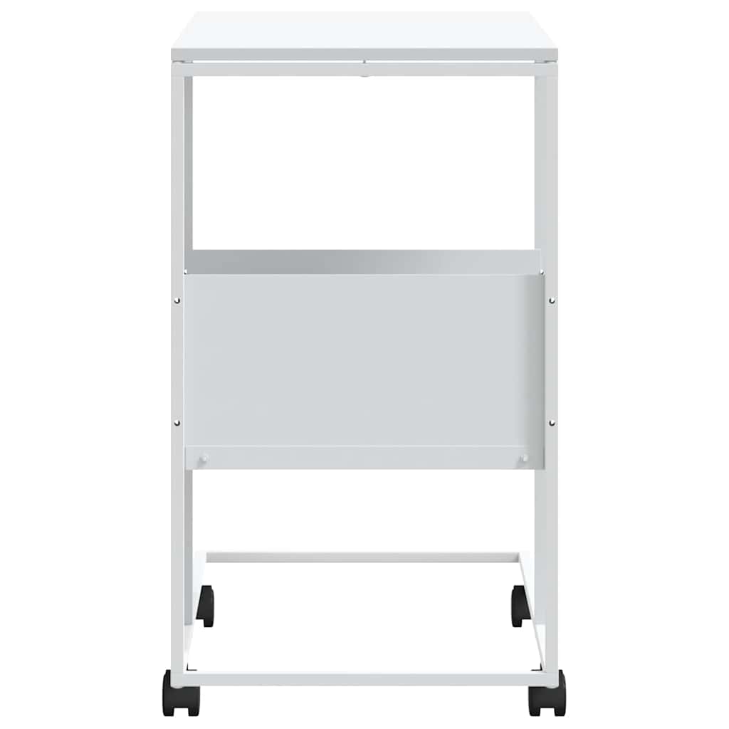 vidaXL Side Table with Wheels White 55x36x63,5 cm Engineered Wood