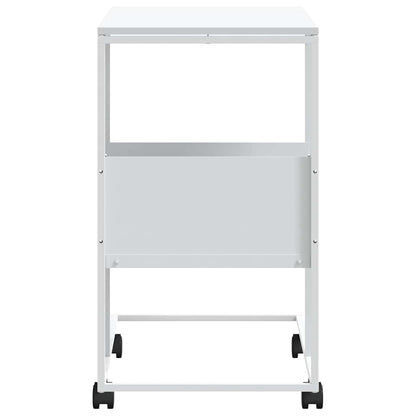 vidaXL Side Table with Wheels White 55x36x63,5 cm Engineered Wood