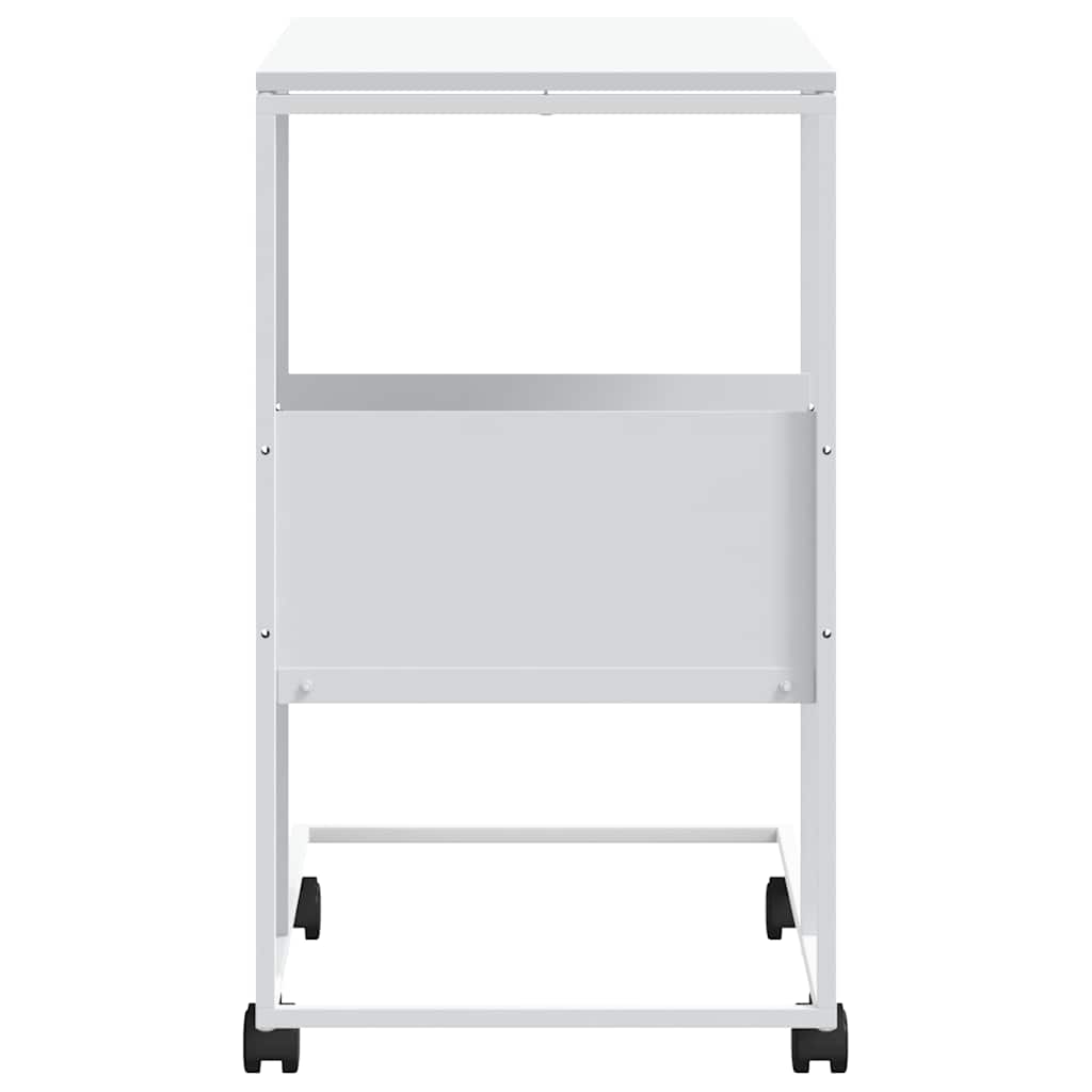 vidaXL Side Table with Wheels White 55x36x63.5 cm Engineered Wood