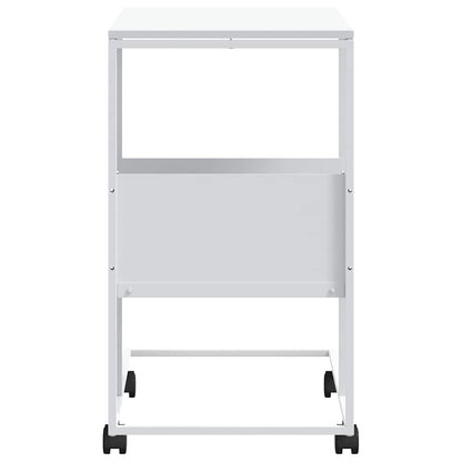 vidaXL Side Table with Wheels White 55x36x63.5 cm Engineered Wood