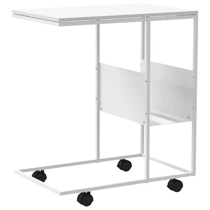 vidaXL Side Table with Wheels White 55x36x63.5 cm Engineered Wood