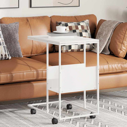 vidaXL Side Table with Wheels White 55x36x63,5 cm Engineered Wood